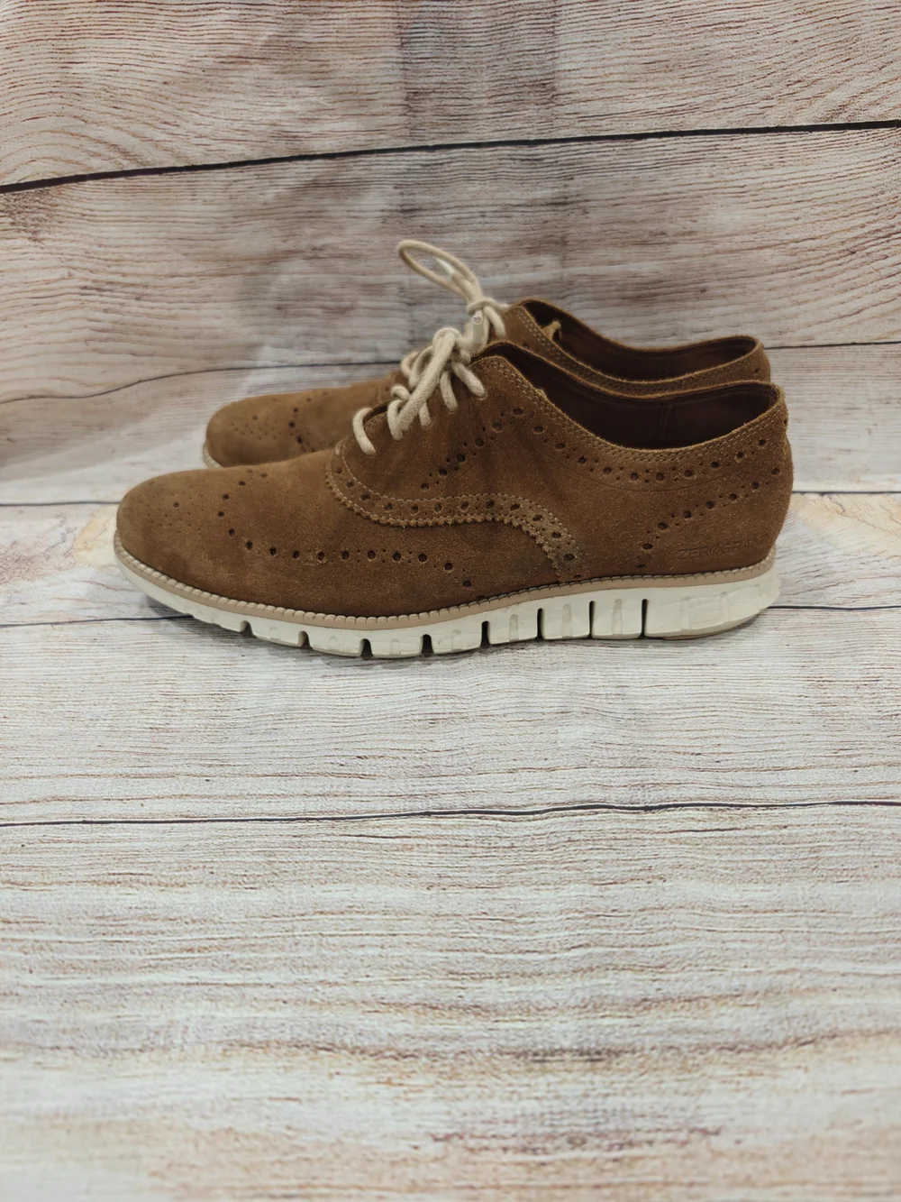 Cole Haan ZeroGrand Wingtip Oxfords Tan Suede Men's 9